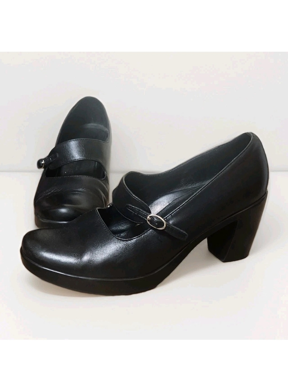 Dansko TARA Black Leather Mary Jane Shoes 37.5 / 7-7.5 Academia Whimsigoth Goth